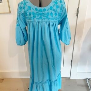 Vintage 70's 80's Mexican hippie boho  embroidered casual dress